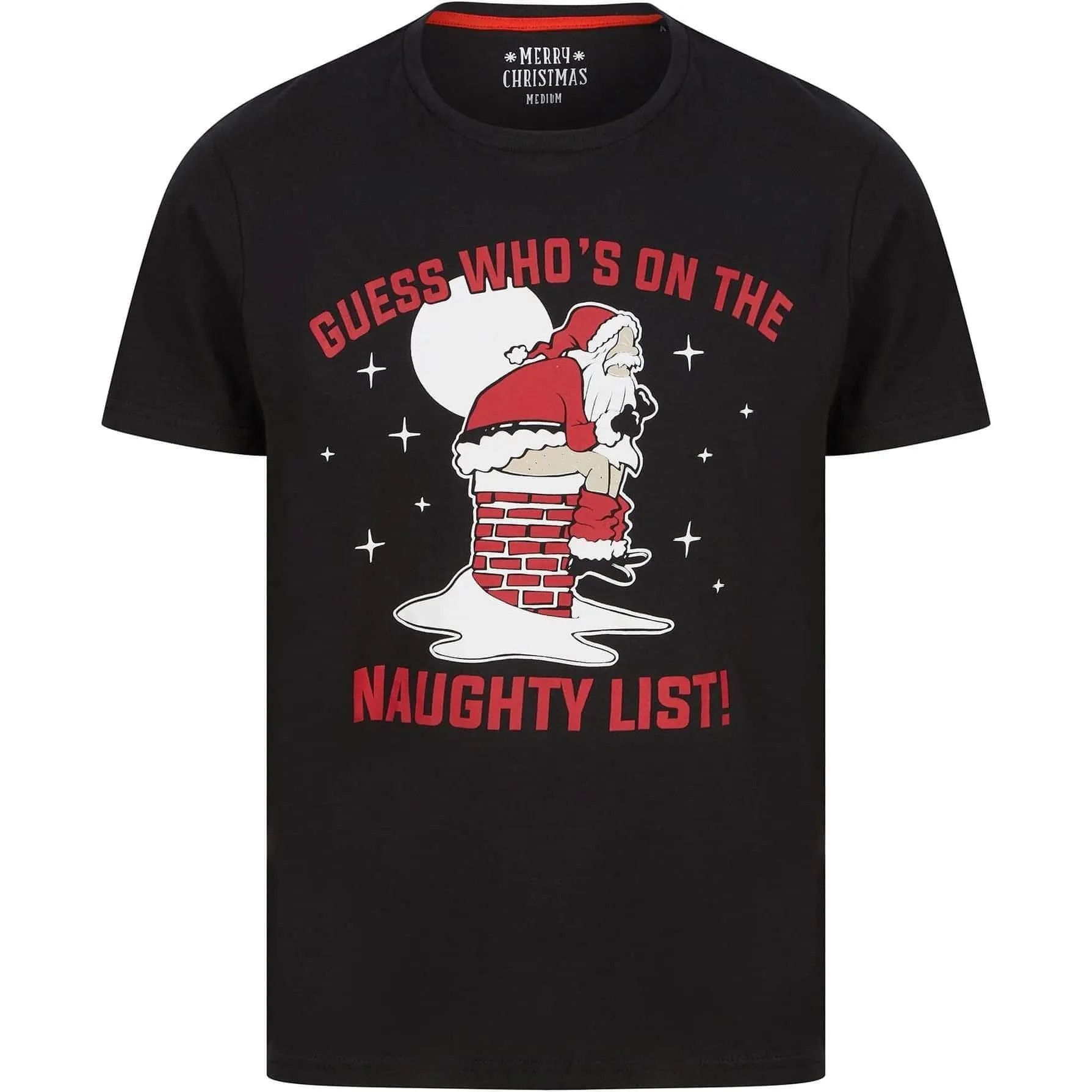 Christmas Santa Chimney Mens Christmas Short Sleeve Top - Black