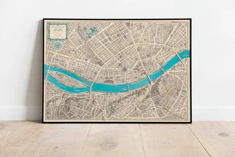 City Map of Budapest| Old Map Wall Decor