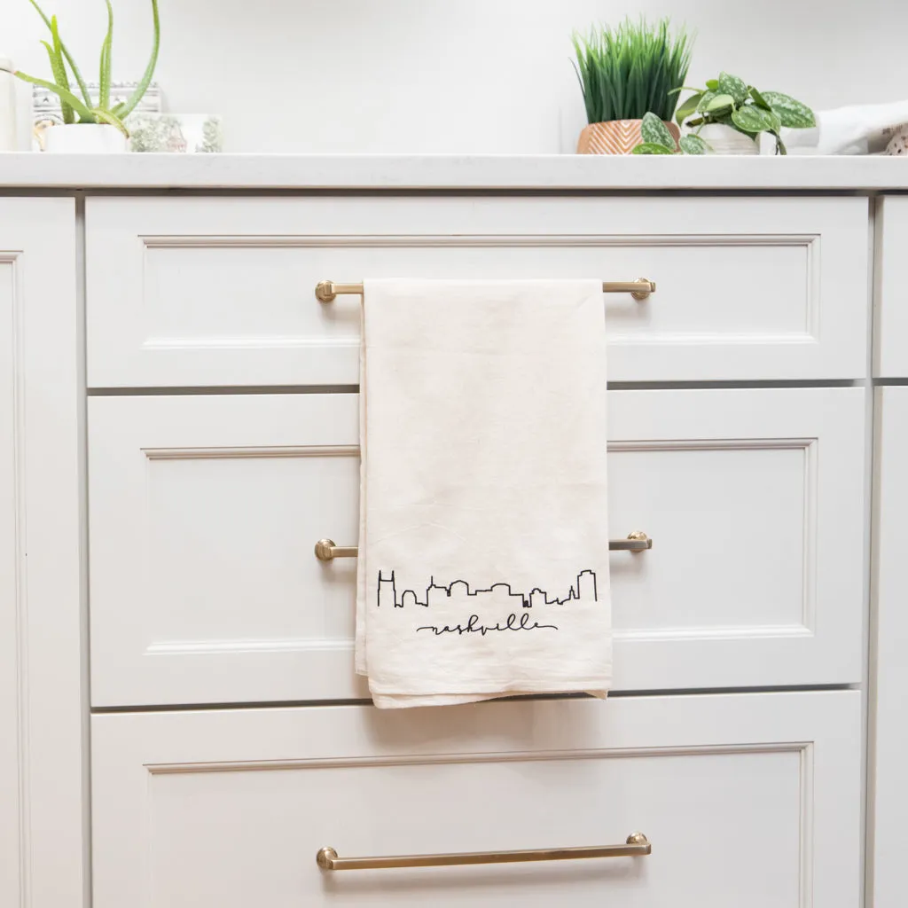 City Skyline Natural Flour Sack Kitchen Towel
