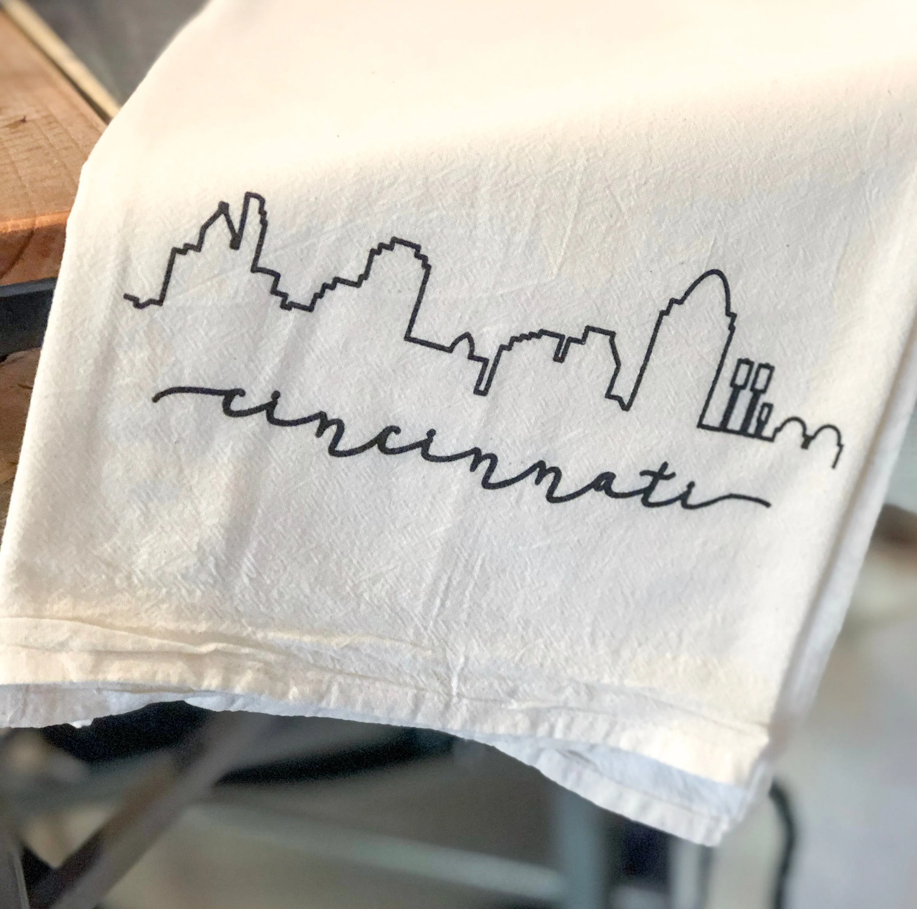 City Skyline Natural Flour Sack Kitchen Towel