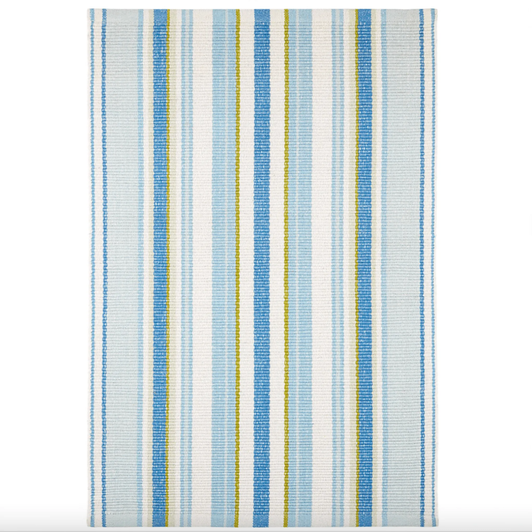 Daphne Stripe Handwoven Cotton Rug - French Blue