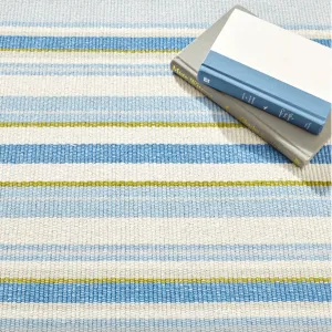 Daphne Stripe Handwoven Cotton Rug - French Blue