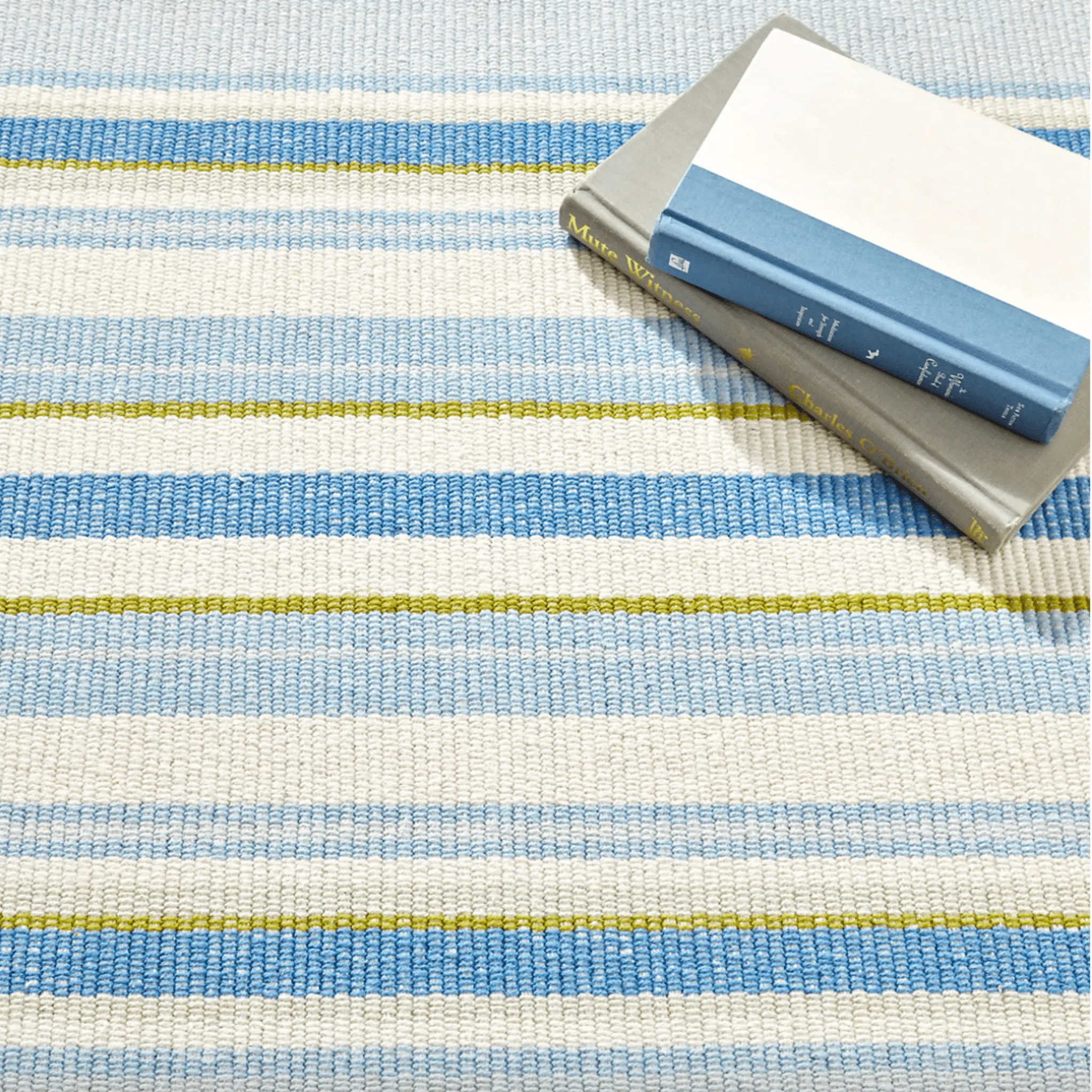 Daphne Stripe Handwoven Cotton Rug - French Blue