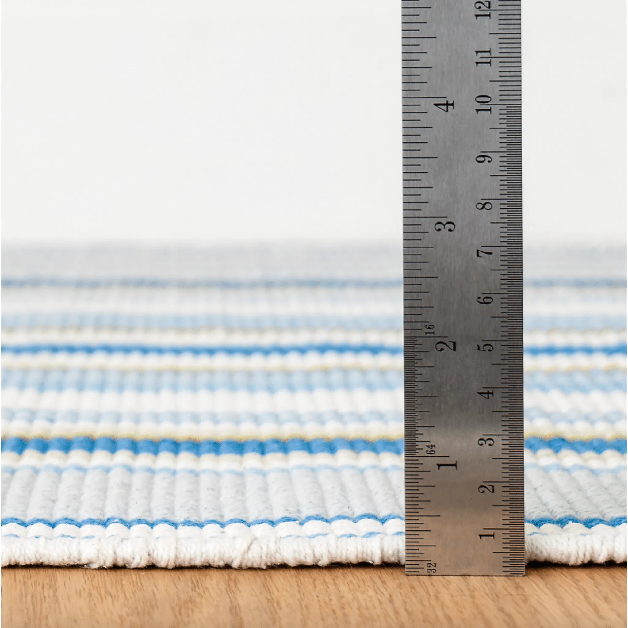 Daphne Stripe Handwoven Cotton Rug - French Blue