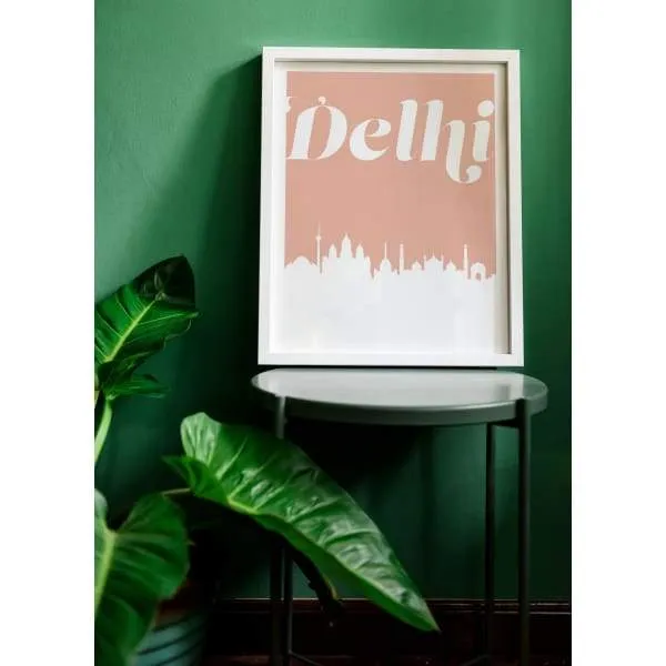 Delhi, India retro inspired city skyline