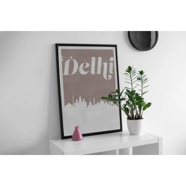 Delhi, India retro inspired city skyline
