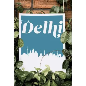 Delhi, India retro inspired city skyline