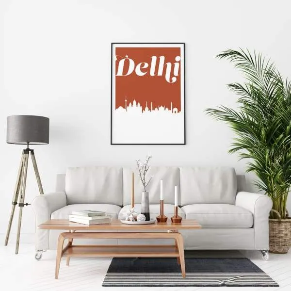 Delhi, India retro inspired city skyline
