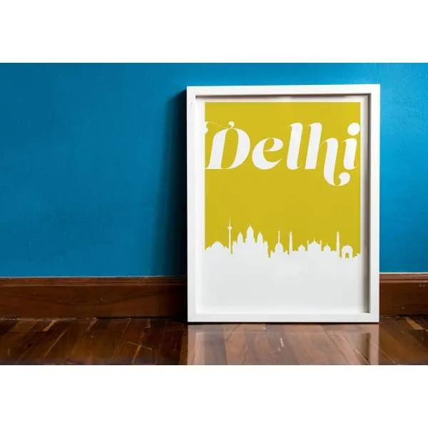 Delhi, India retro inspired city skyline