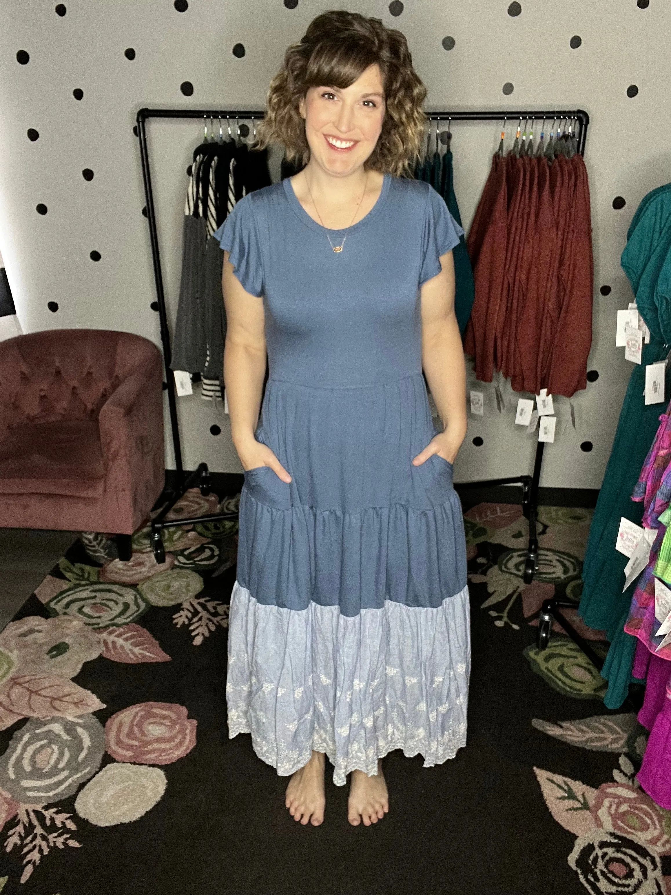 Denim Blue Tiered Maxi