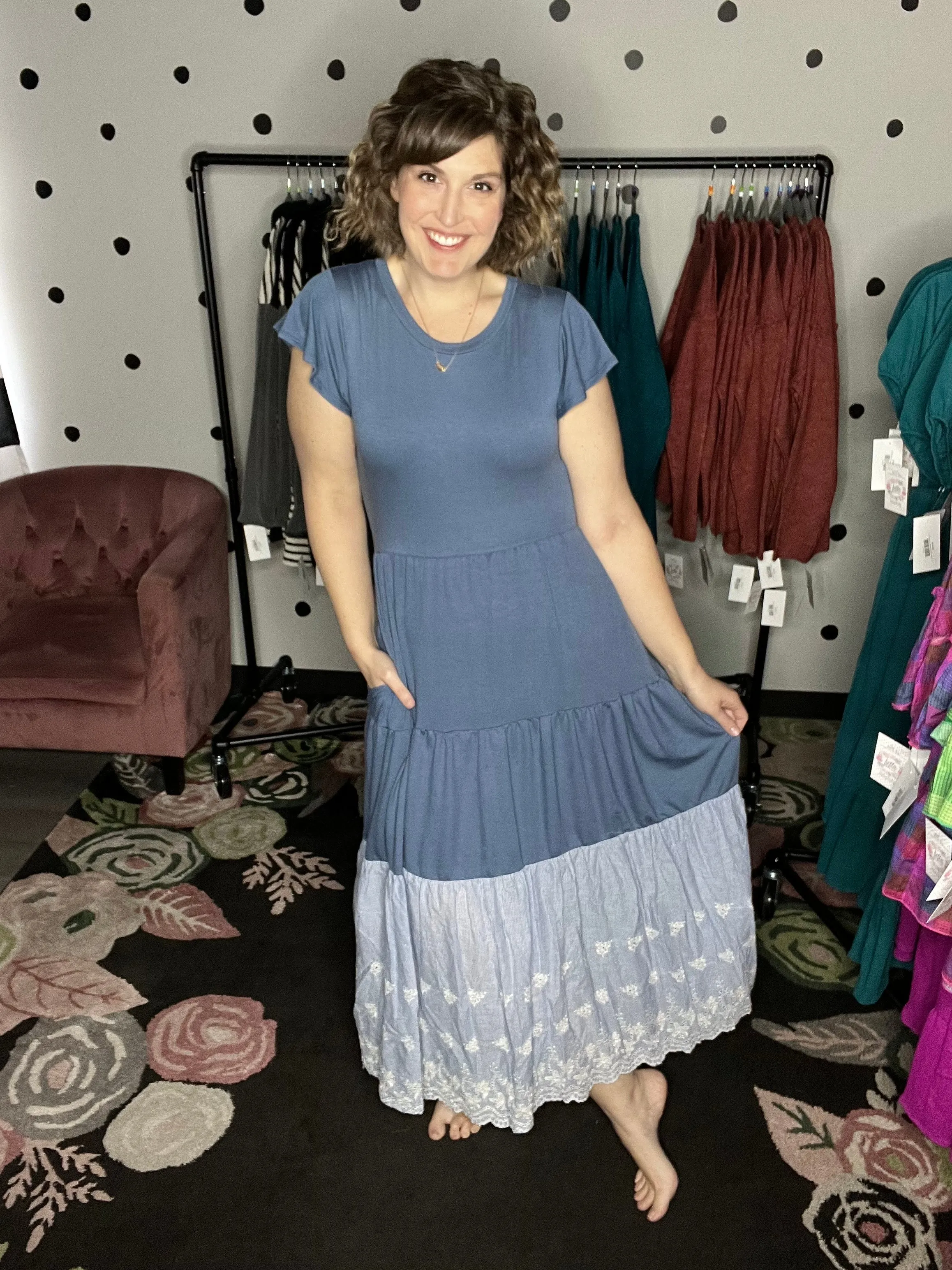 Denim Blue Tiered Maxi