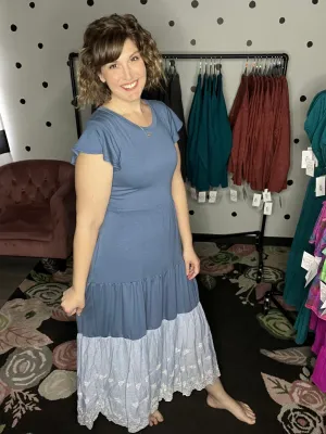 Denim Blue Tiered Maxi