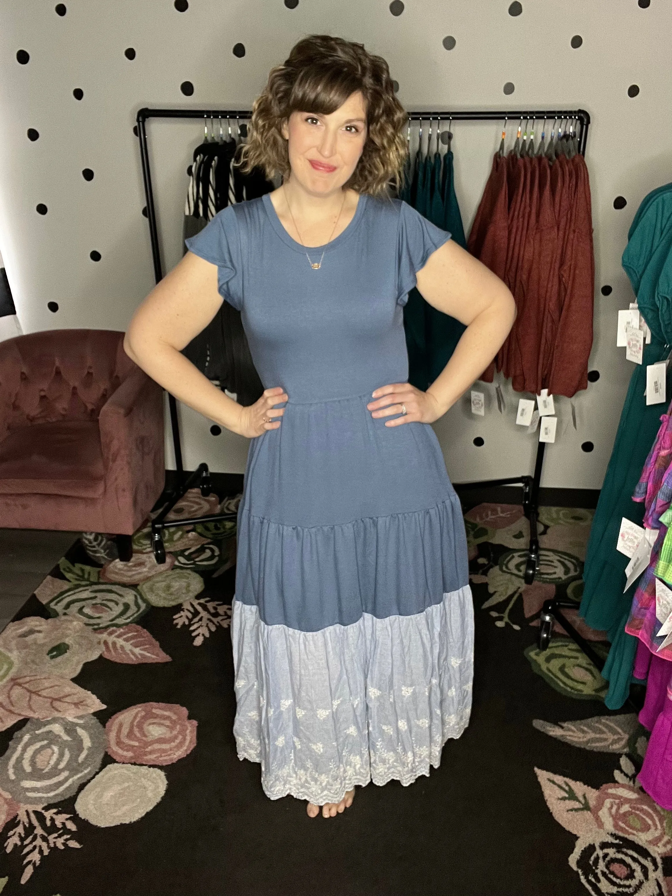Denim Blue Tiered Maxi