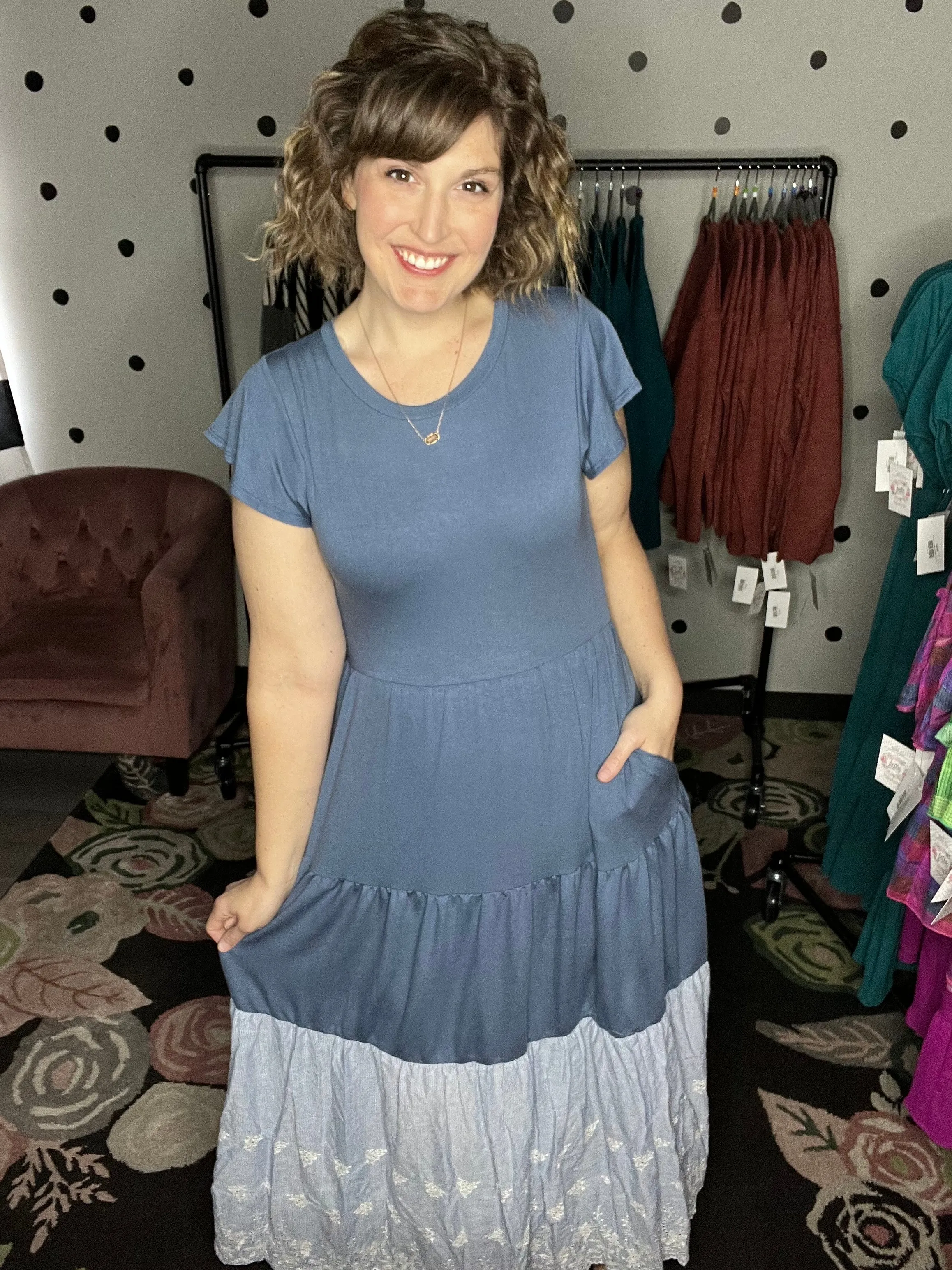 Denim Blue Tiered Maxi