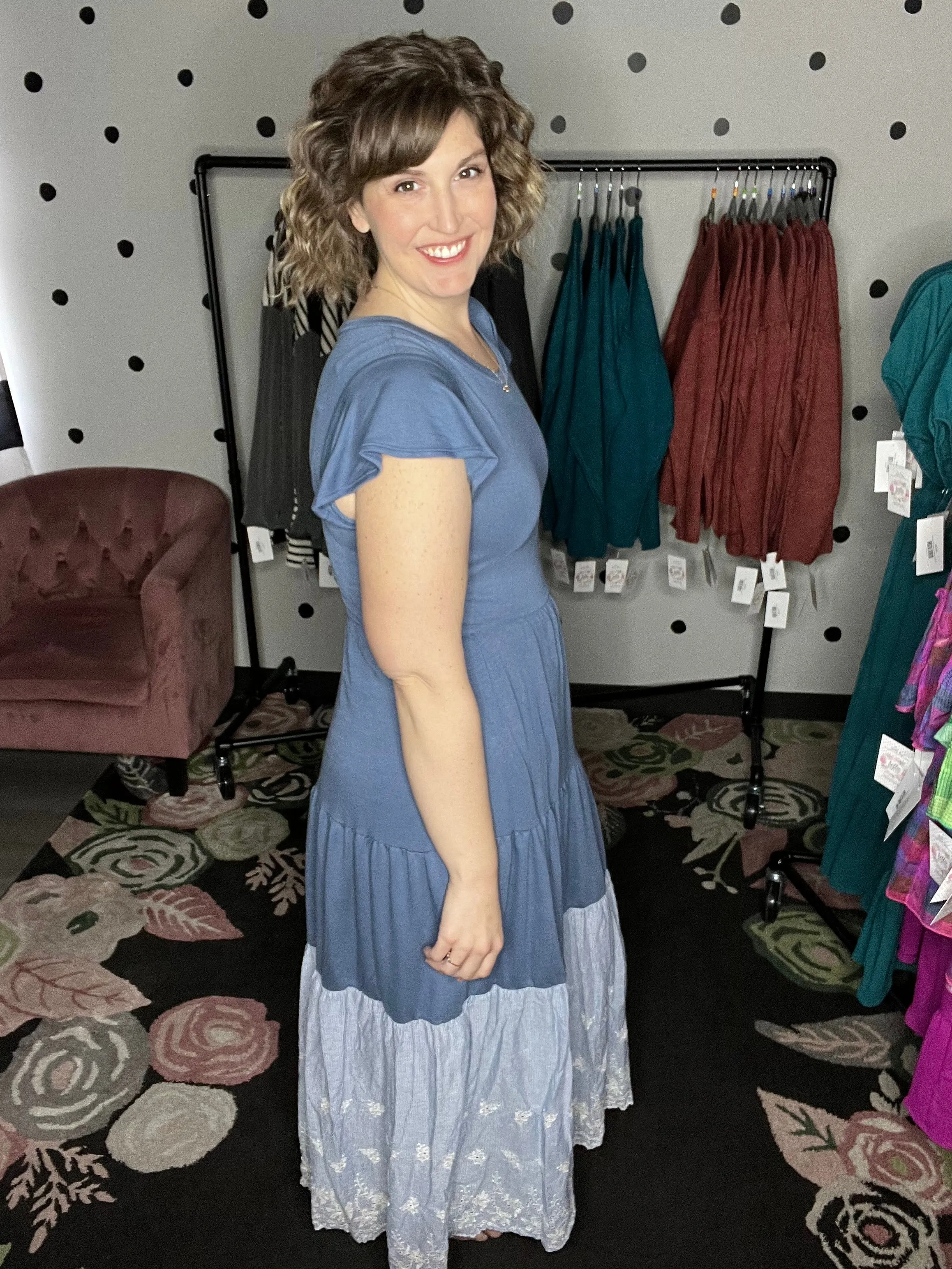Denim Blue Tiered Maxi