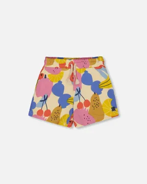 Deux Par Deux Fruit Print Terry Shorts