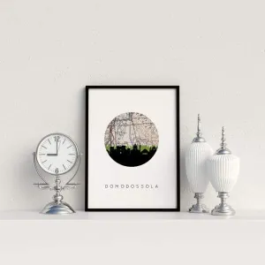 Domodossola city skyline with vintage Domodossola map