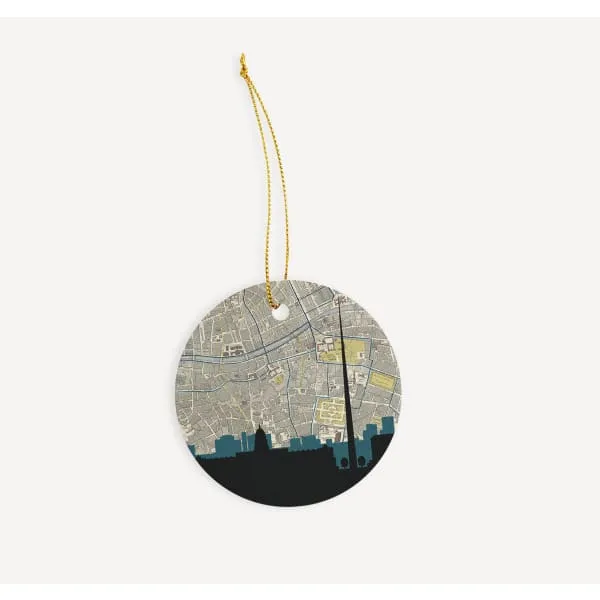 Dublin, Ireland city skyline with vintage Dublin map