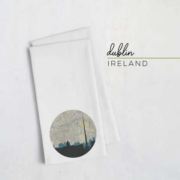 Dublin, Ireland city skyline with vintage Dublin map