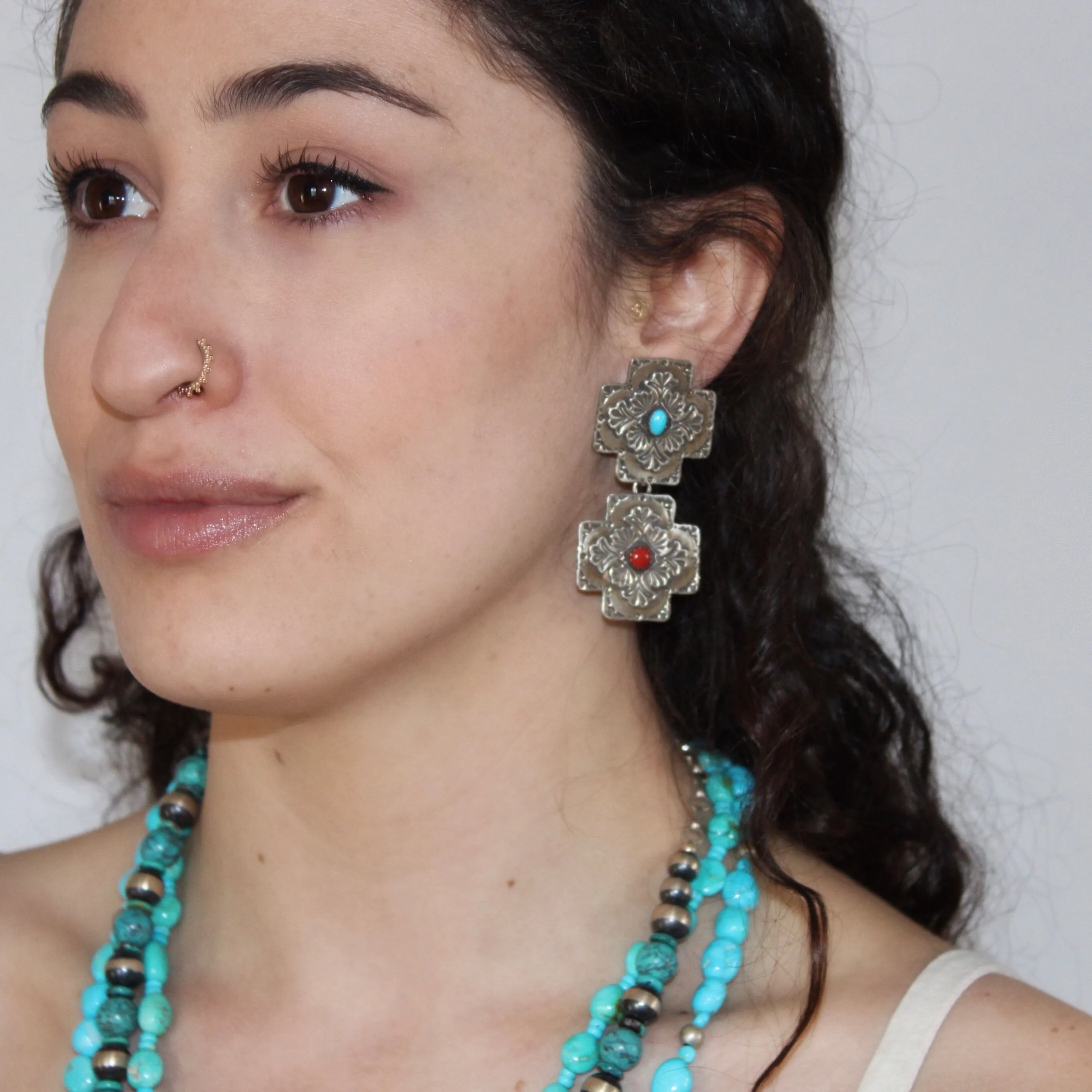E88D Double Plaza Cross Earrings