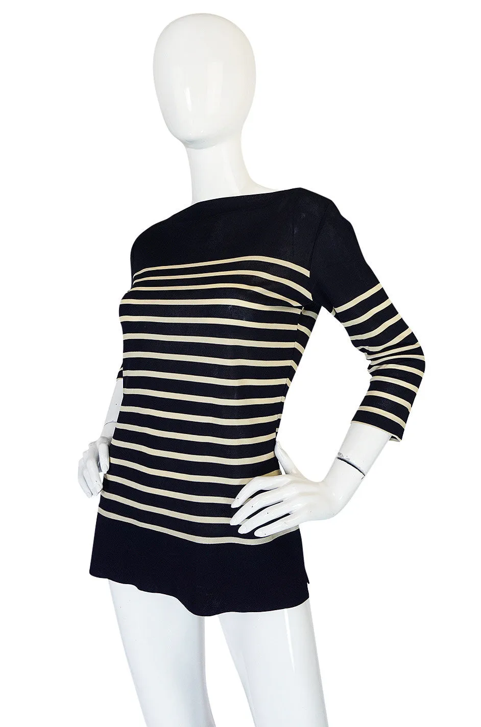 Early 2000s Jean Paul Gaultier Navy Breton Striped Knit Top