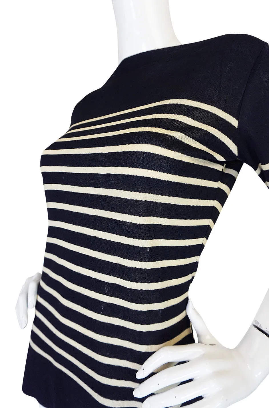 Early 2000s Jean Paul Gaultier Navy Breton Striped Knit Top