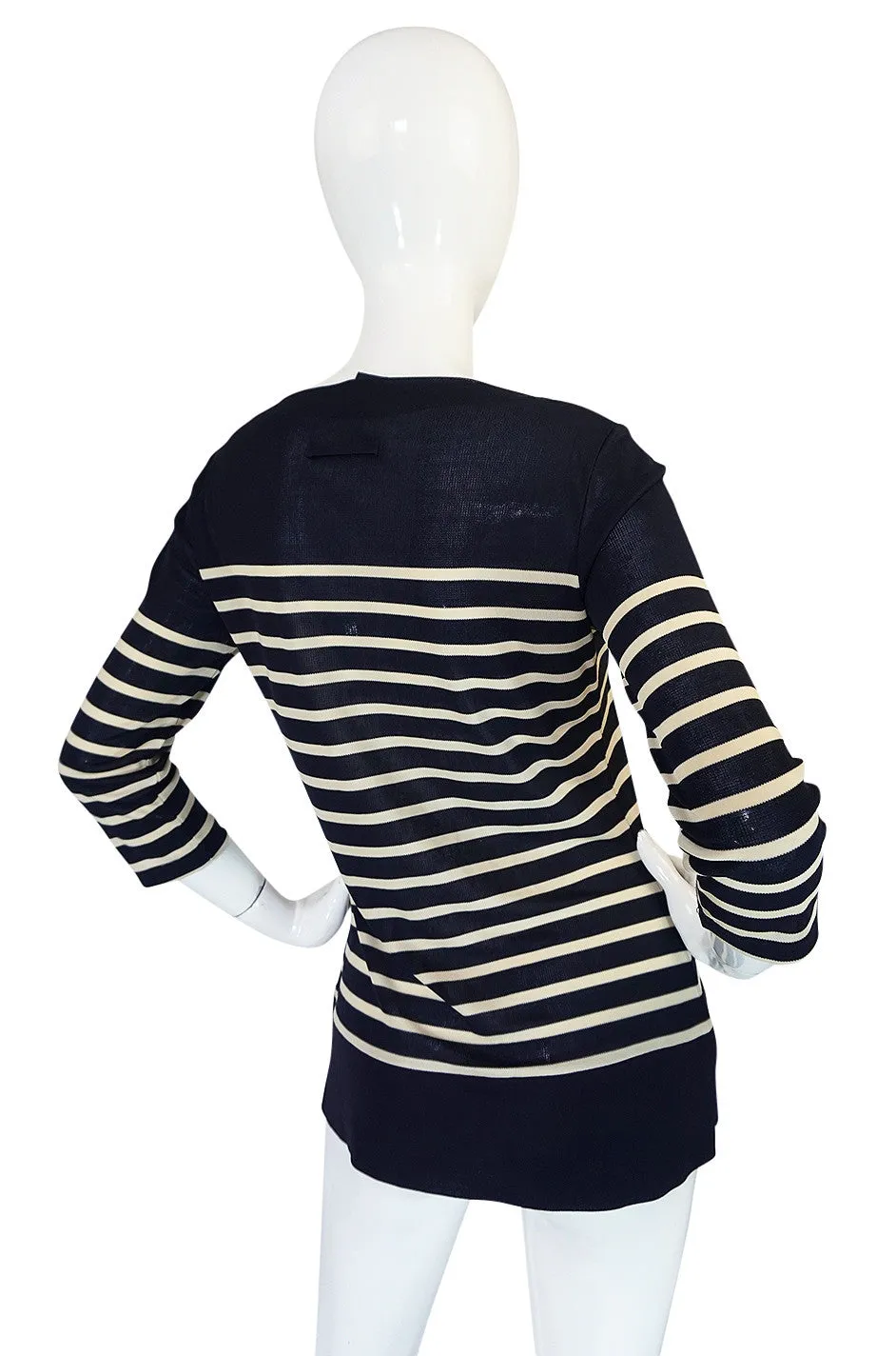 Early 2000s Jean Paul Gaultier Navy Breton Striped Knit Top