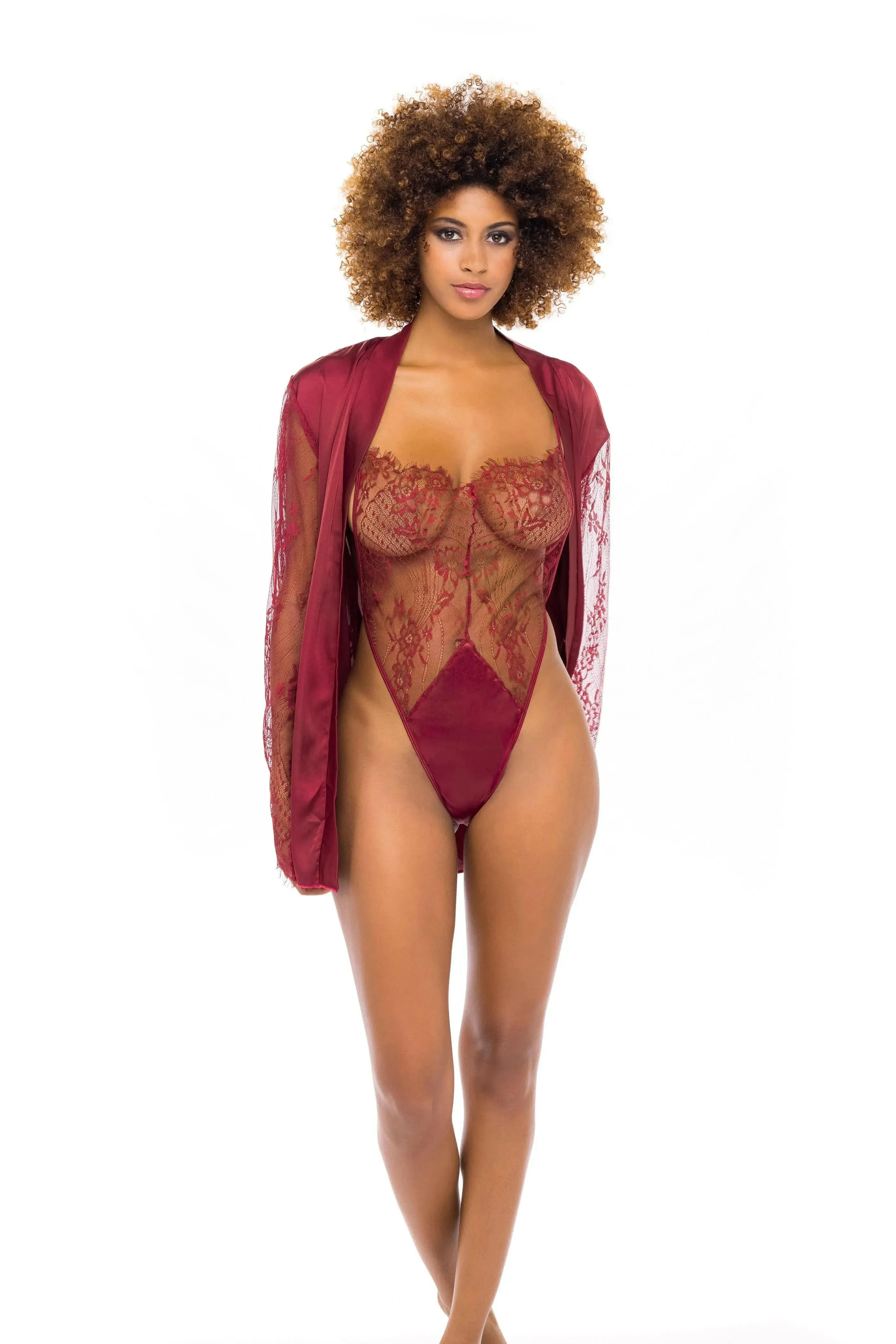 Elishia Satin Robe & Teddy Set