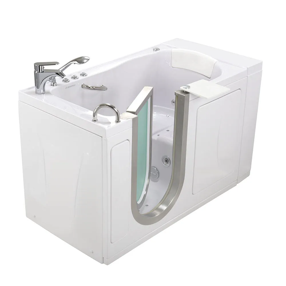 Ella Elite 30"x52" Acrylic Air and Hydro Massage and Heated Seat Walk-In Bathtub with Left Inward Swing Door, 2 Piece Fast Fill Faucet, 2" Dual Drain