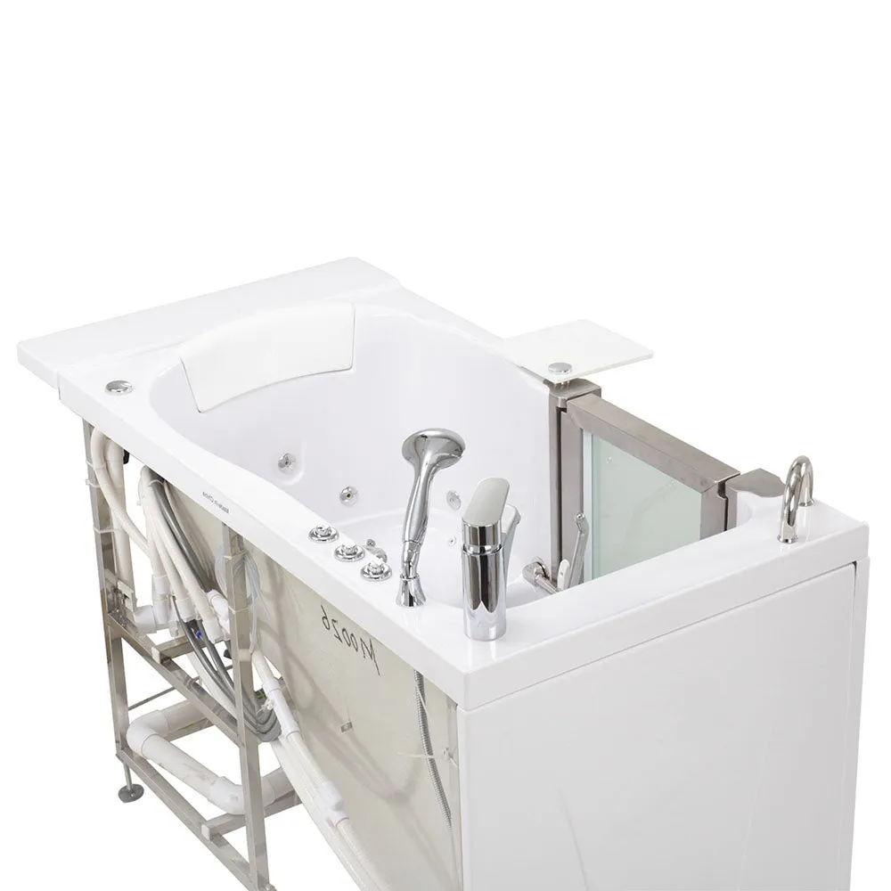 Ella Elite 30"x52" Acrylic Air and Hydro Massage and Heated Seat Walk-In Bathtub with Left Inward Swing Door, 2 Piece Fast Fill Faucet, 2" Dual Drain