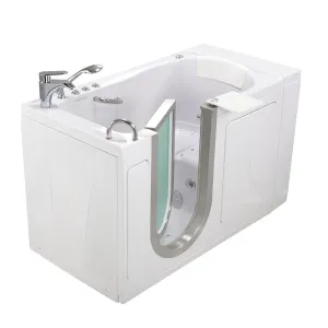 Ella Elite 30"x52" Acrylic Air and Hydro Massage and Heated Seat Walk-In Bathtub with Left Inward Swing Door, 2 Piece Fast Fill Faucet, 2" Dual Drain