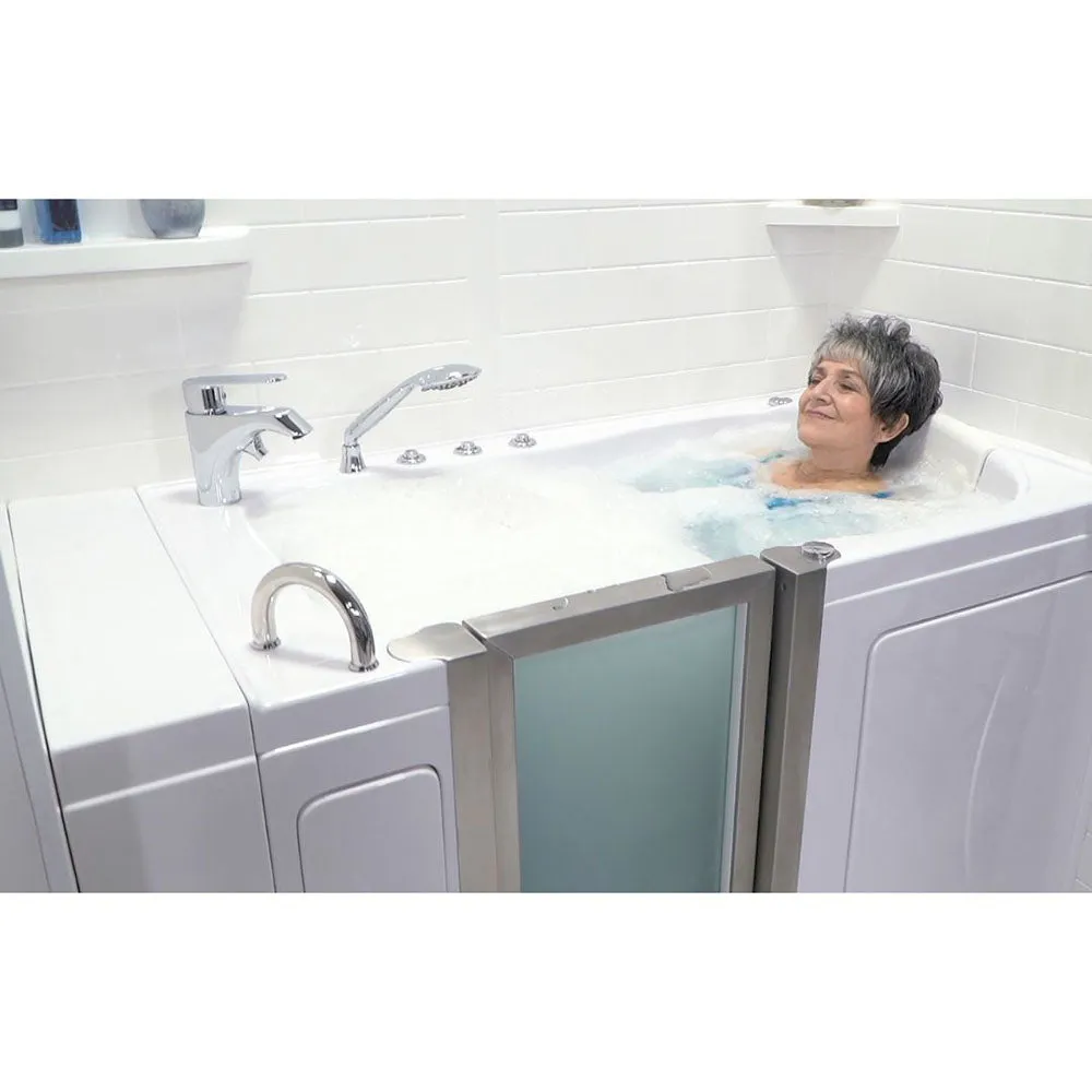 Ella Elite 30"x52" Acrylic Air and Hydro Massage and Heated Seat Walk-In Bathtub with Left Inward Swing Door, 2 Piece Fast Fill Faucet, 2" Dual Drain