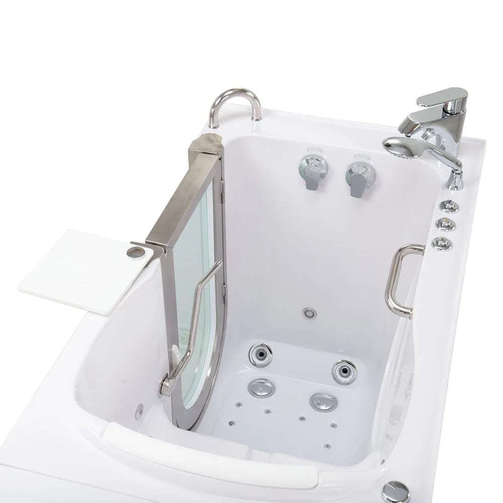 Ella Elite 30"x52" Acrylic Air and Hydro Massage and Heated Seat Walk-In Bathtub with Left Inward Swing Door, 2 Piece Fast Fill Faucet, 2" Dual Drain