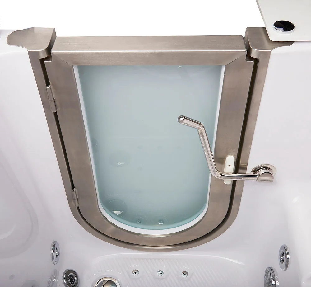Ella Elite 30"x52" Acrylic Air and Hydro Massage and Heated Seat Walk-In Bathtub with Left Inward Swing Door, 2 Piece Fast Fill Faucet, 2" Dual Drain