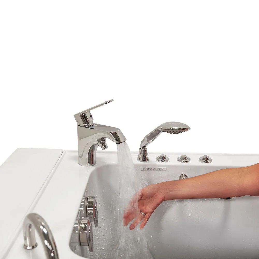 Ella Elite 30"x52" Acrylic Air and Hydro Massage and Heated Seat Walk-In Bathtub with Left Inward Swing Door, 2 Piece Fast Fill Faucet, 2" Dual Drain