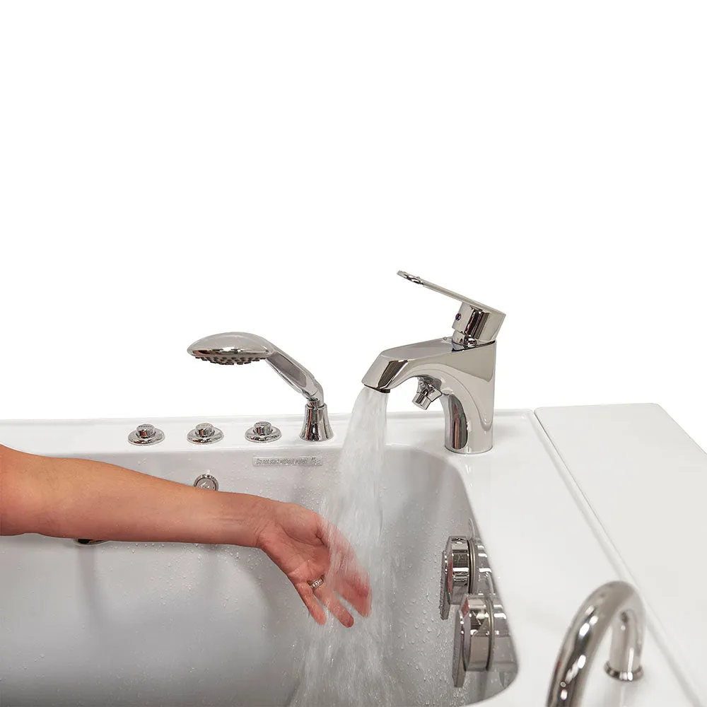 Ella Elite 30"x52" Acrylic Air and Hydro Massage and Heated Seat Walk-In Bathtub with Right Inward Swing Door, 2 Piece Fast Fill Faucet, 2" Dual Drain