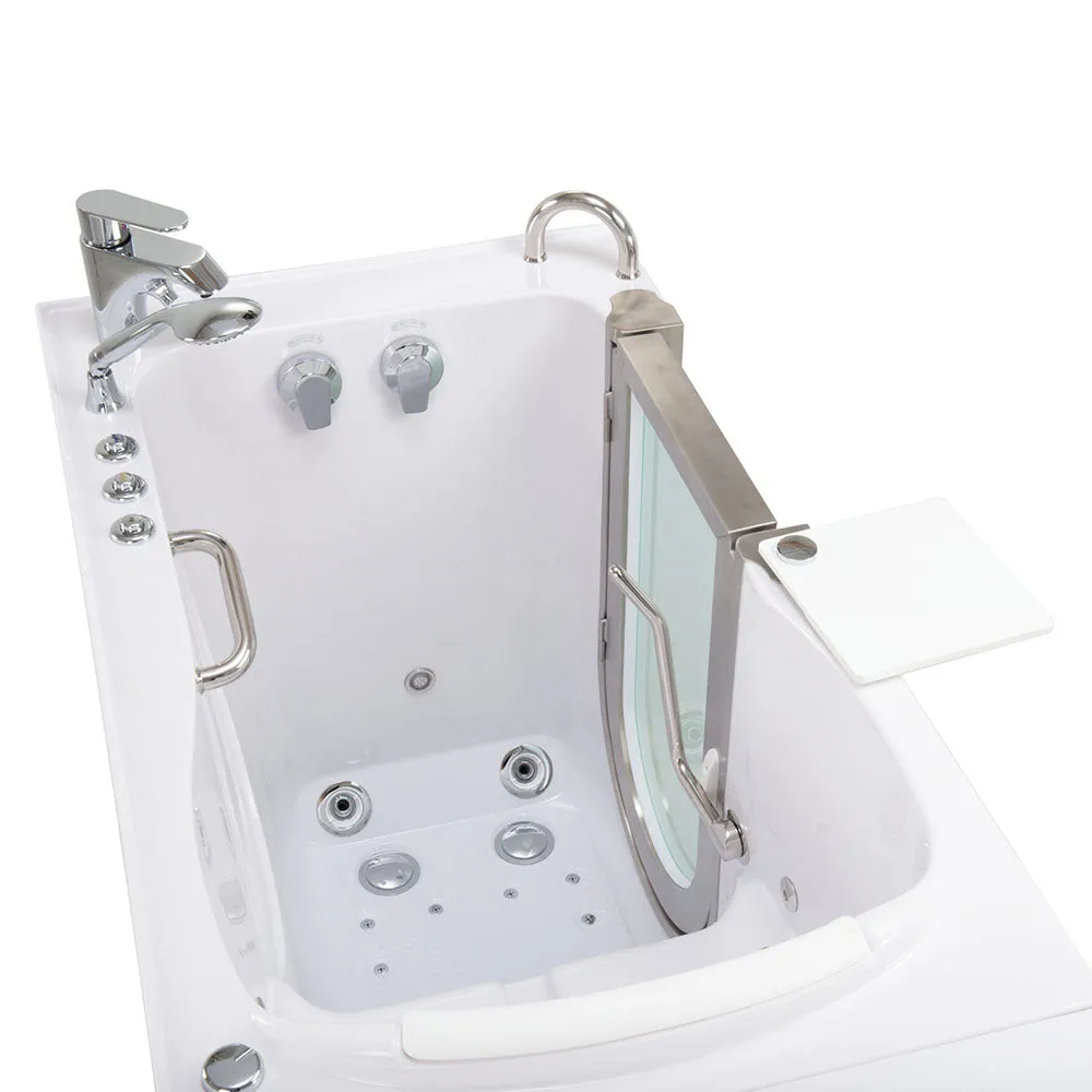 Ella Elite 30"x52" Acrylic Air and Hydro Massage and Heated Seat Walk-In Bathtub with Right Inward Swing Door, 2 Piece Fast Fill Faucet, 2" Dual Drain