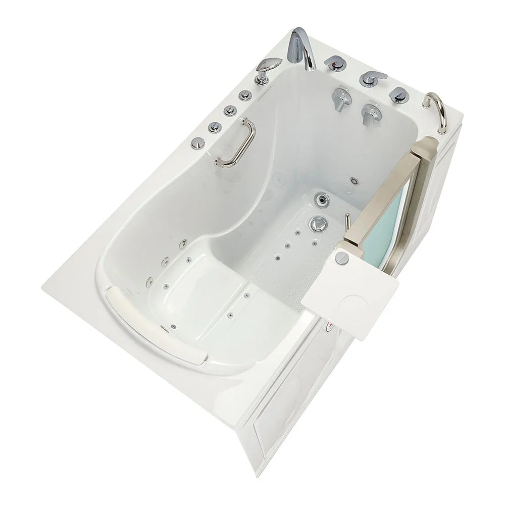 Ella Elite 30"x52" Acrylic Air and Hydro Massage and Heated Seat Walk-In Bathtub with Right Inward Swing Door, 5 Piece Fast Fill Faucet, 2" Dual Drain