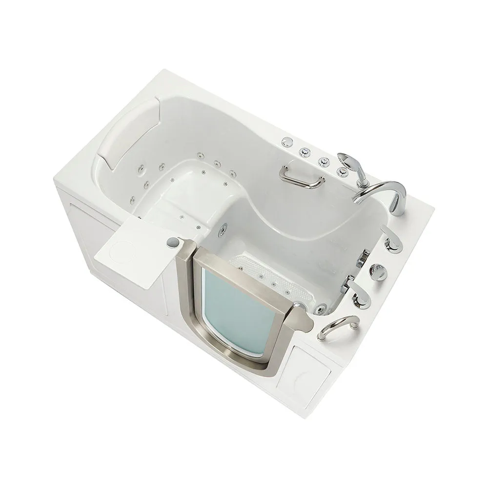 Ella Elite 30"x52" Acrylic Air and Hydro Massage and Heated Seat Walk-In Bathtub with Right Inward Swing Door, 5 Piece Fast Fill Faucet, 2" Dual Drain