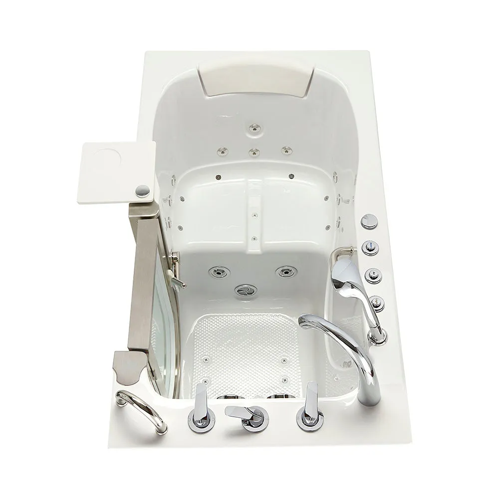 Ella Elite 30"x52" Acrylic Air and Hydro Massage and Heated Seat Walk-In Bathtub with Right Inward Swing Door, 5 Piece Fast Fill Faucet, 2" Dual Drain