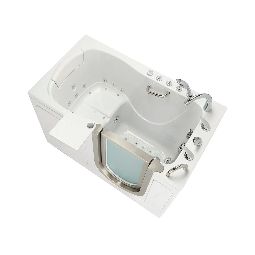 Ella Elite 30"x52" Acrylic Air and Hydro Massage Walk-In Bathtub with Right Inward Swing Door, 5 Piece Fast Fill Faucet, 2" Dual Drain