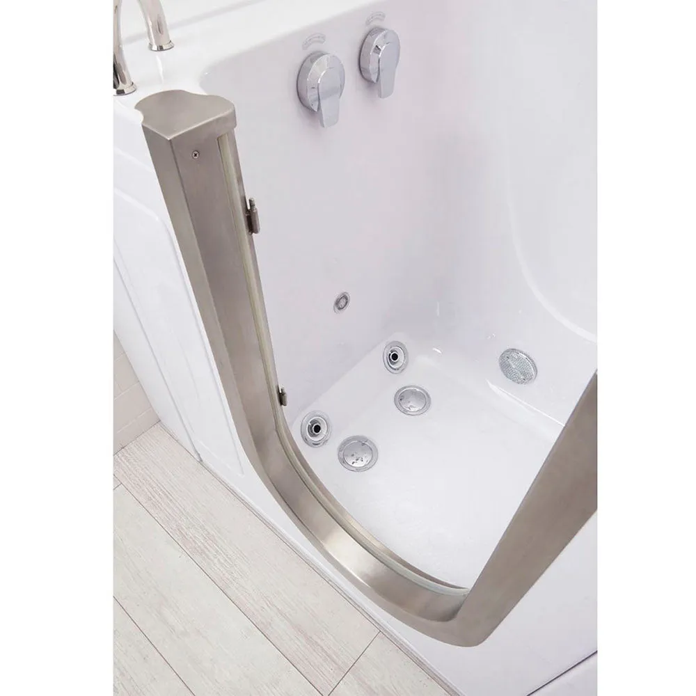 Ella Elite 30"x52" Acrylic Hydro Massage Walk-In Bathtub with Left Inward Swing Door, Heated Seat, 2 Piece Fast Fill Faucet, 2" Dual Drain