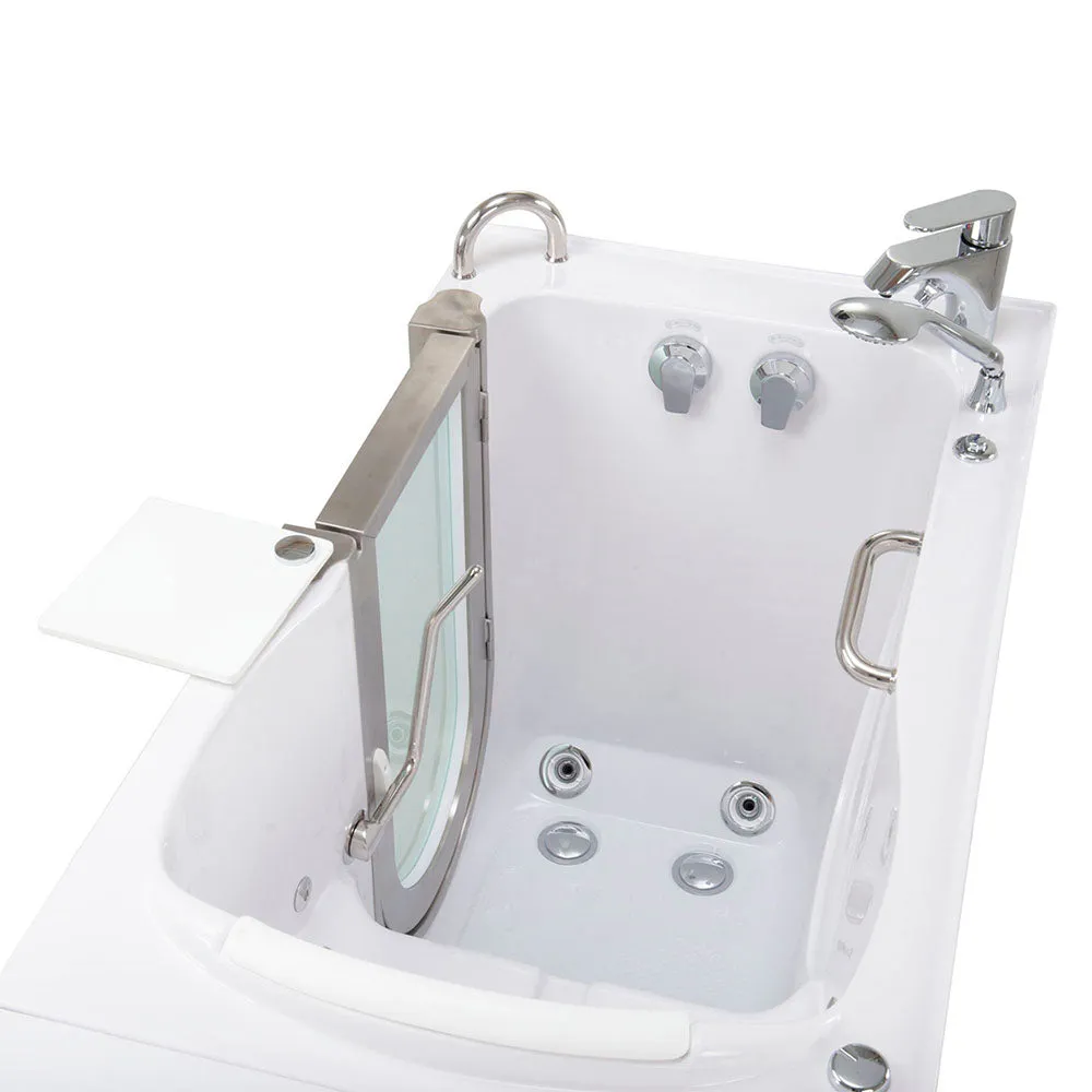 Ella Elite 30"x52" Acrylic Hydro Massage Walk-In Bathtub with Left Inward Swing Door, Heated Seat, 2 Piece Fast Fill Faucet, 2" Dual Drain