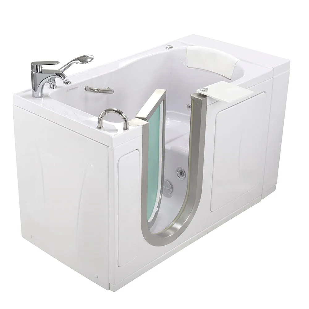 Ella Elite 30"x52" Acrylic Hydro Massage Walk-In Bathtub with Left Inward Swing Door, Heated Seat, 2 Piece Fast Fill Faucet, 2" Dual Drain