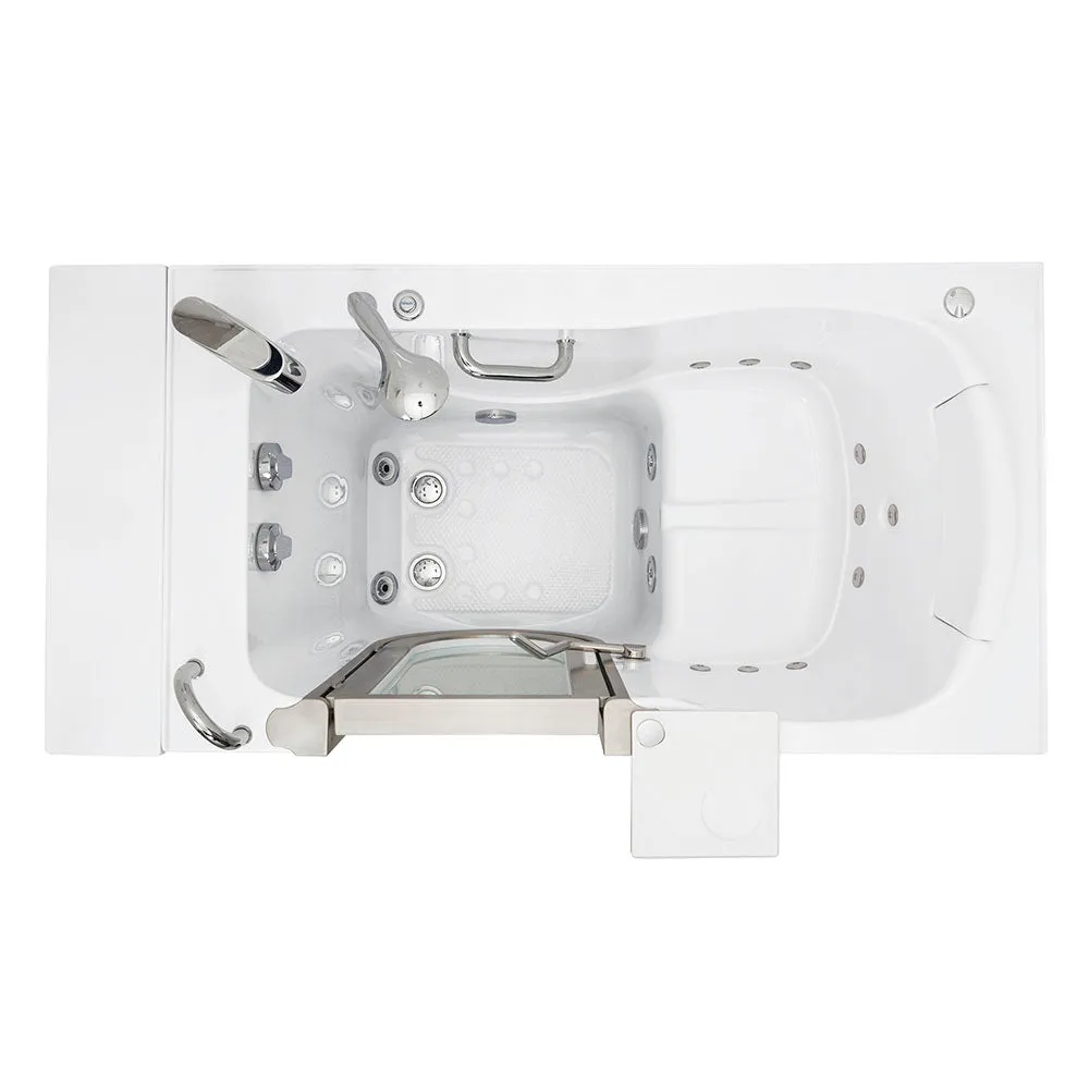 Ella Elite 30"x52" Acrylic Hydro Massage Walk-In Bathtub with Left Inward Swing Door, Heated Seat, 2 Piece Fast Fill Faucet, 2" Dual Drain