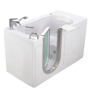 Ella Elite 30"x52" Acrylic Hydro Massage Walk-In Bathtub with Left Inward Swing Door, Heated Seat, 2 Piece Fast Fill Faucet, 2" Dual Drain