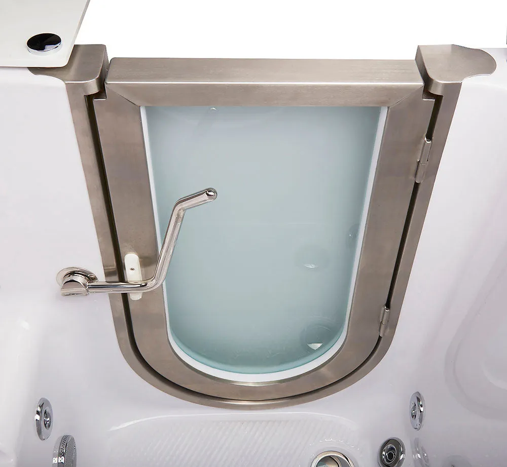 Ella Elite 30"x52" Acrylic Hydro Massage Walk-In Bathtub with Left Inward Swing Door, Heated Seat, 2 Piece Fast Fill Faucet, 2" Dual Drain