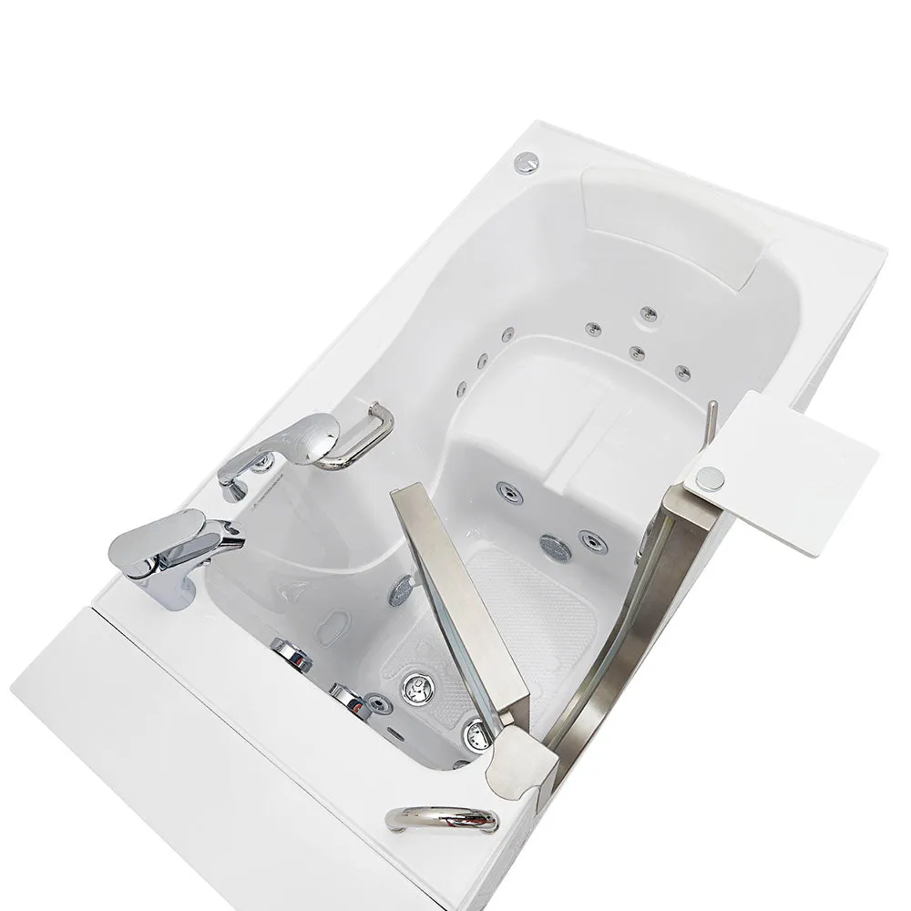 Ella Elite 30"x52" Acrylic Hydro Massage Walk-In Bathtub with Left Inward Swing Door, Heated Seat, 2 Piece Fast Fill Faucet, 2" Dual Drain