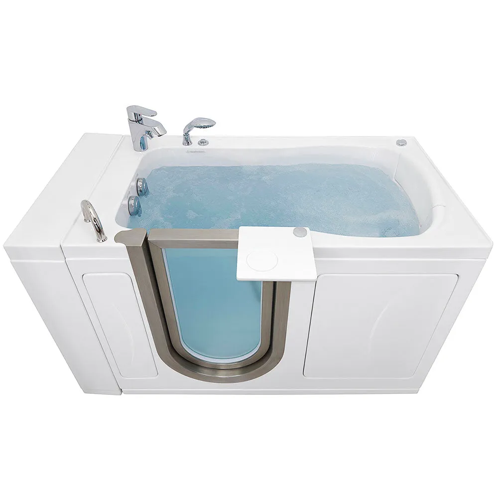 Ella Elite 30"x52" Acrylic Hydro Massage Walk-In Bathtub with Left Inward Swing Door, Heated Seat, 2 Piece Fast Fill Faucet, 2" Dual Drain