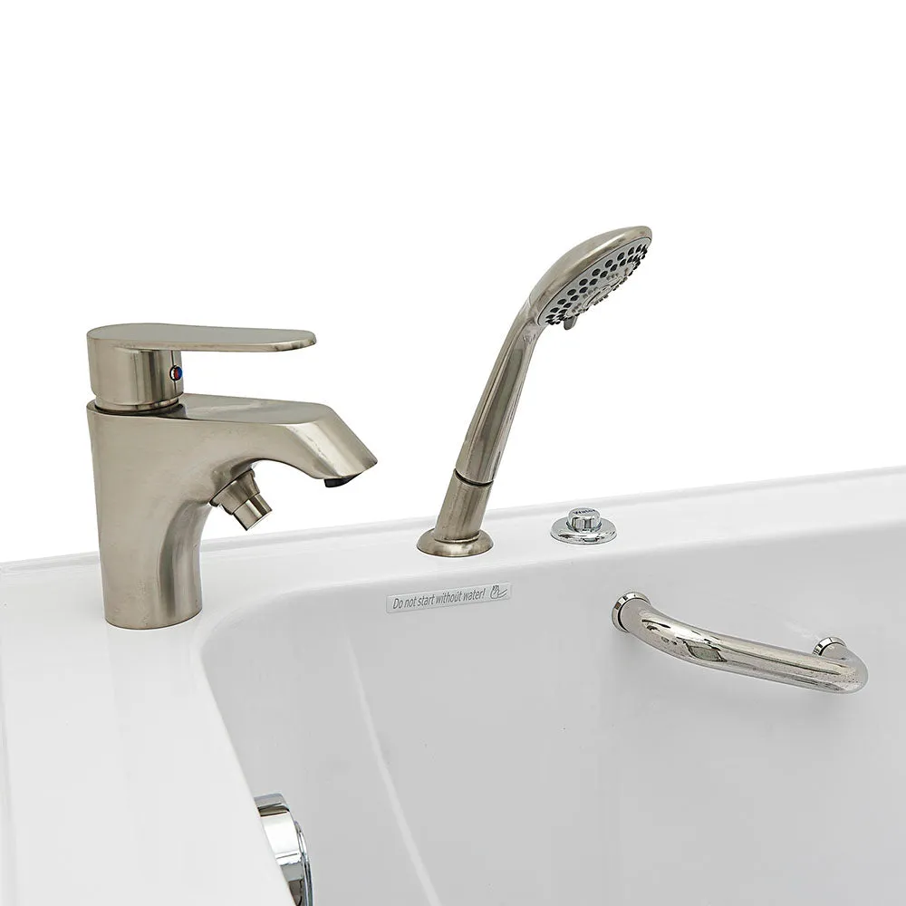 Ella Elite 30"x52" Acrylic Hydro Massage Walk-In Bathtub with Left Inward Swing Door, Heated Seat, 2 Piece Fast Fill Faucet, 2" Dual Drain